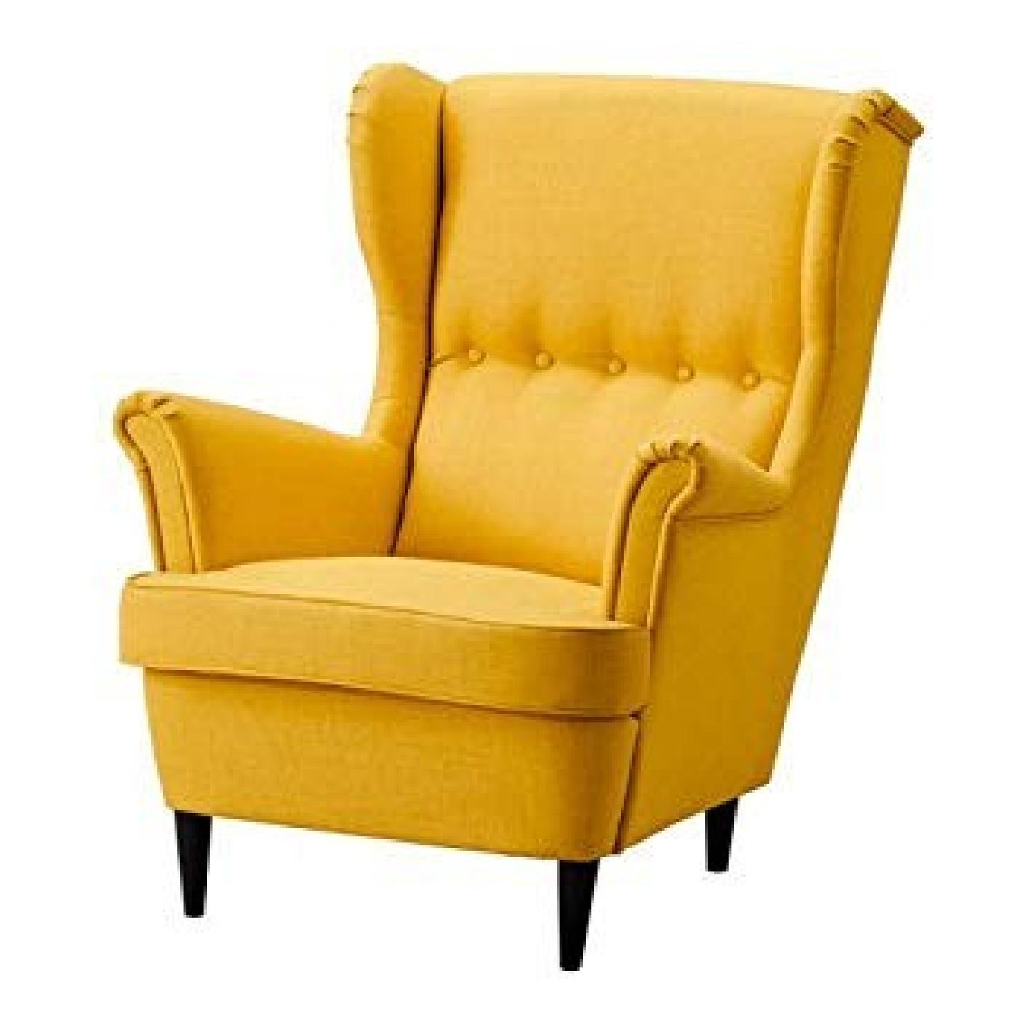 Ikea Strandmon Wing Chair & Footrest in Mustard Yellow - image-4