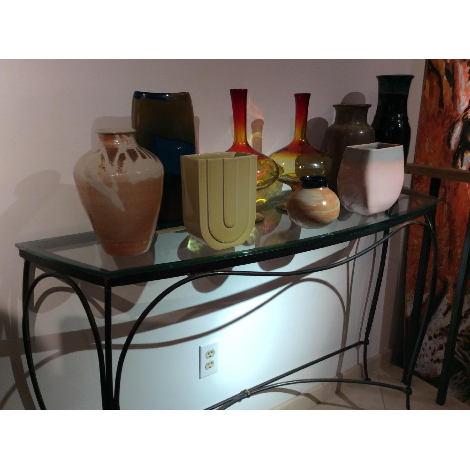 Wrought Iron & Glass Console Table - image-2