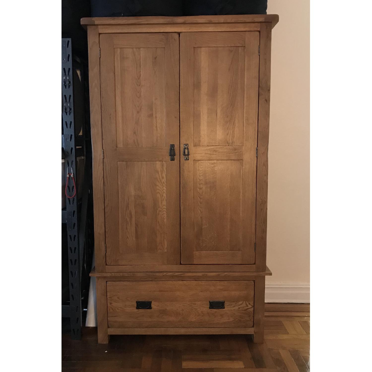 Oak Furniture Land Rustic Solid Oak Armoire - image-1