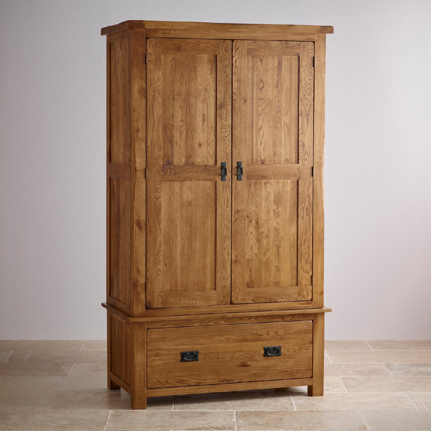 Oak Furniture Land Rustic Solid Oak Armoire - image-6