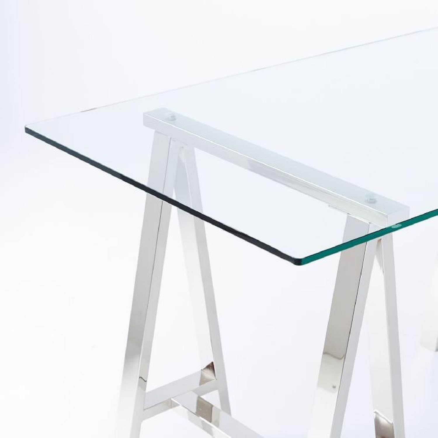 West Elm Clear Tempered Glass Desk w/ Metal Base - image-5