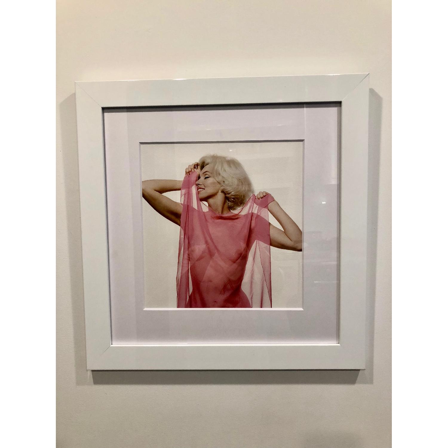 Pink Marilyn Monroe Print in White Lacquer Frame - image-1