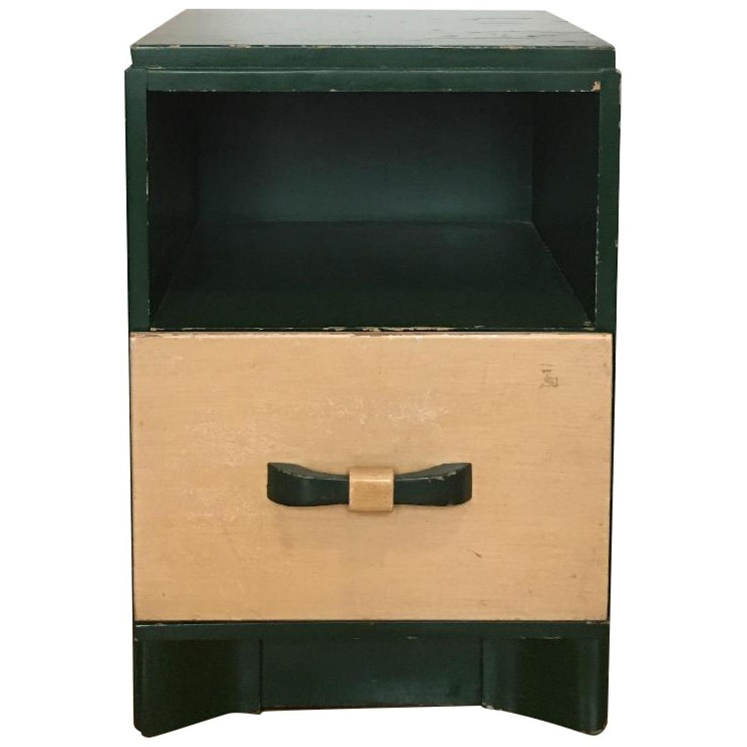 Vintage Hunter Green Solid Wood Mid Century Nightstand AptDeco