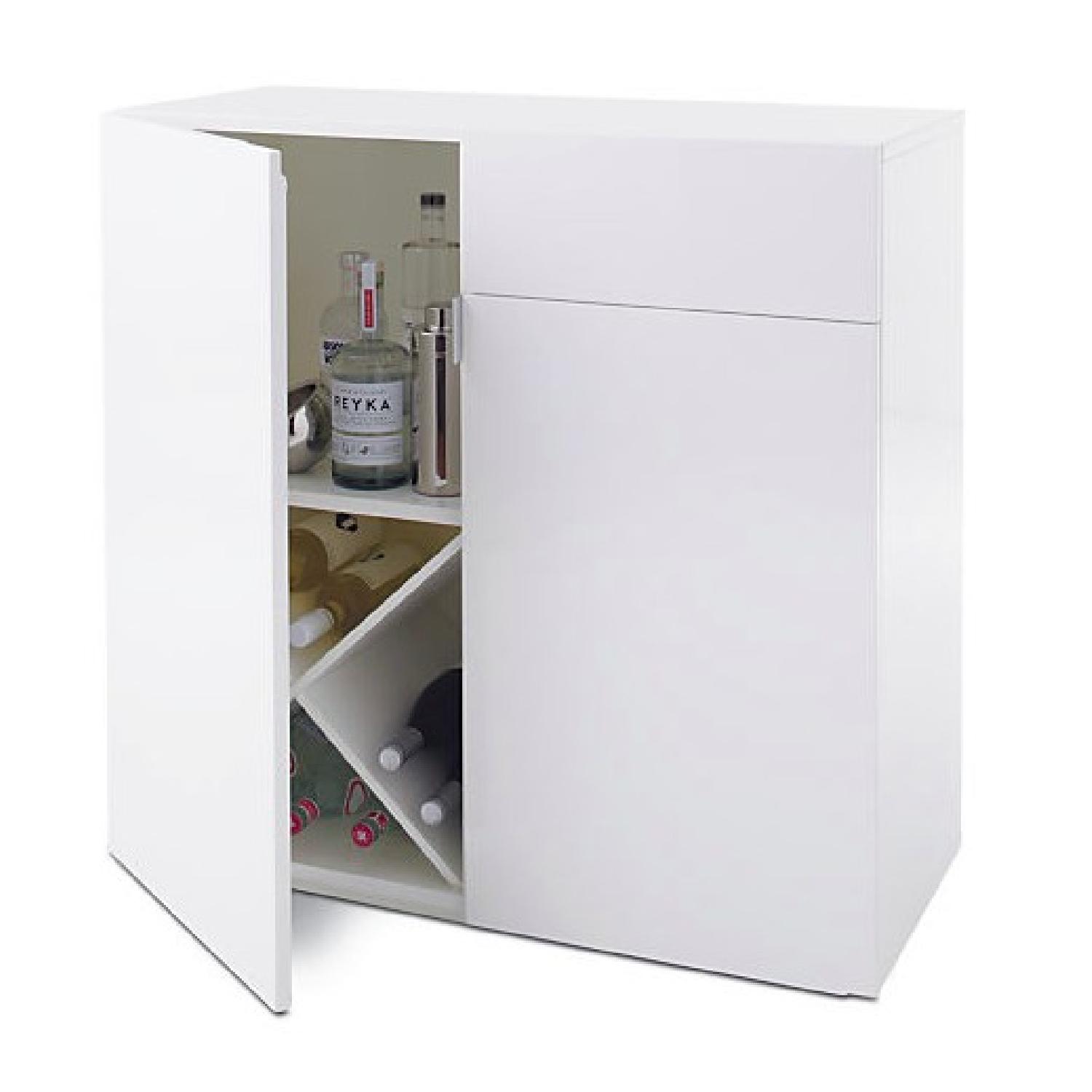 CB2 Swig High Gloss White Mini Bar Cabinet - image-1