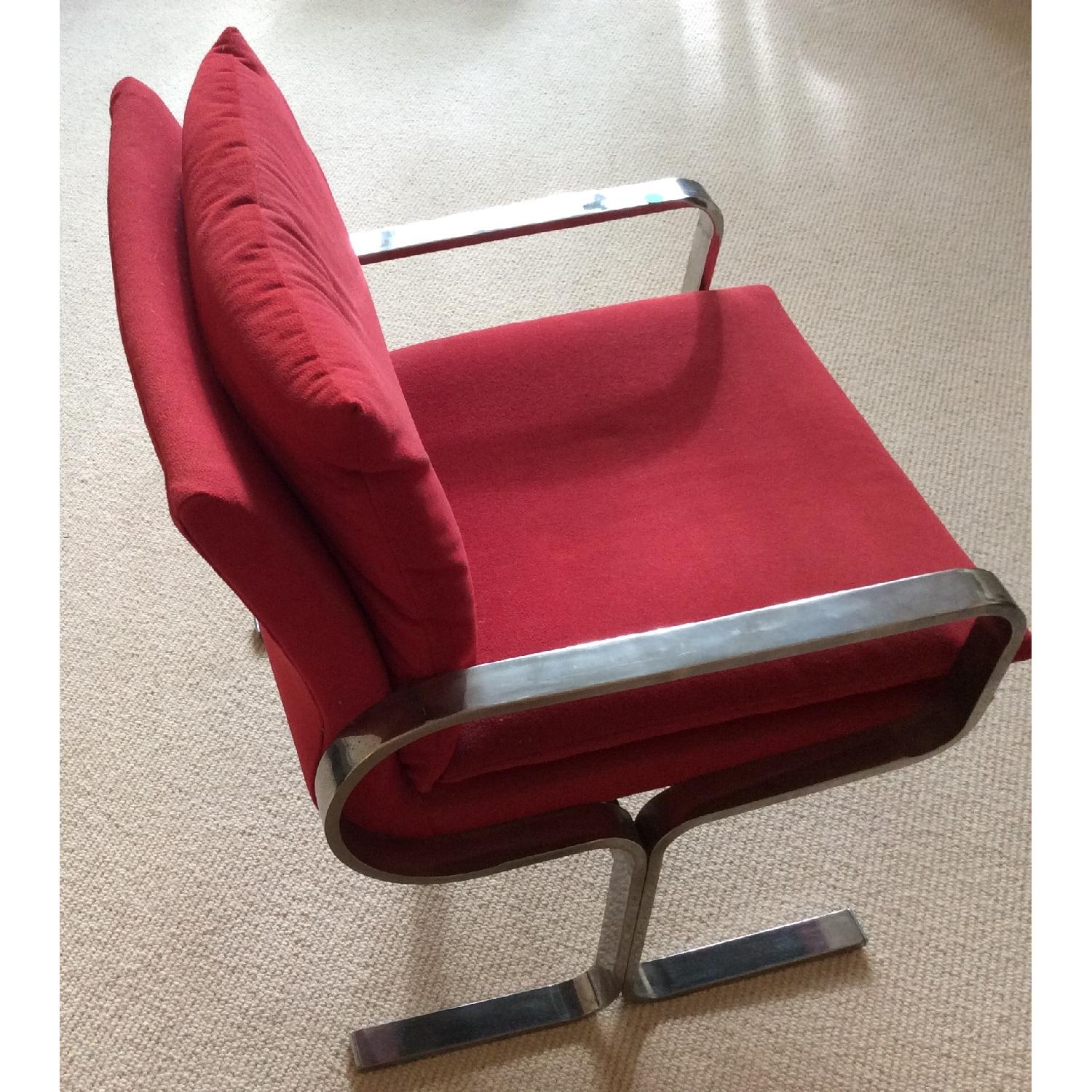 Mid-Century Style Red Chair w/ Chrome Legs - image-1
