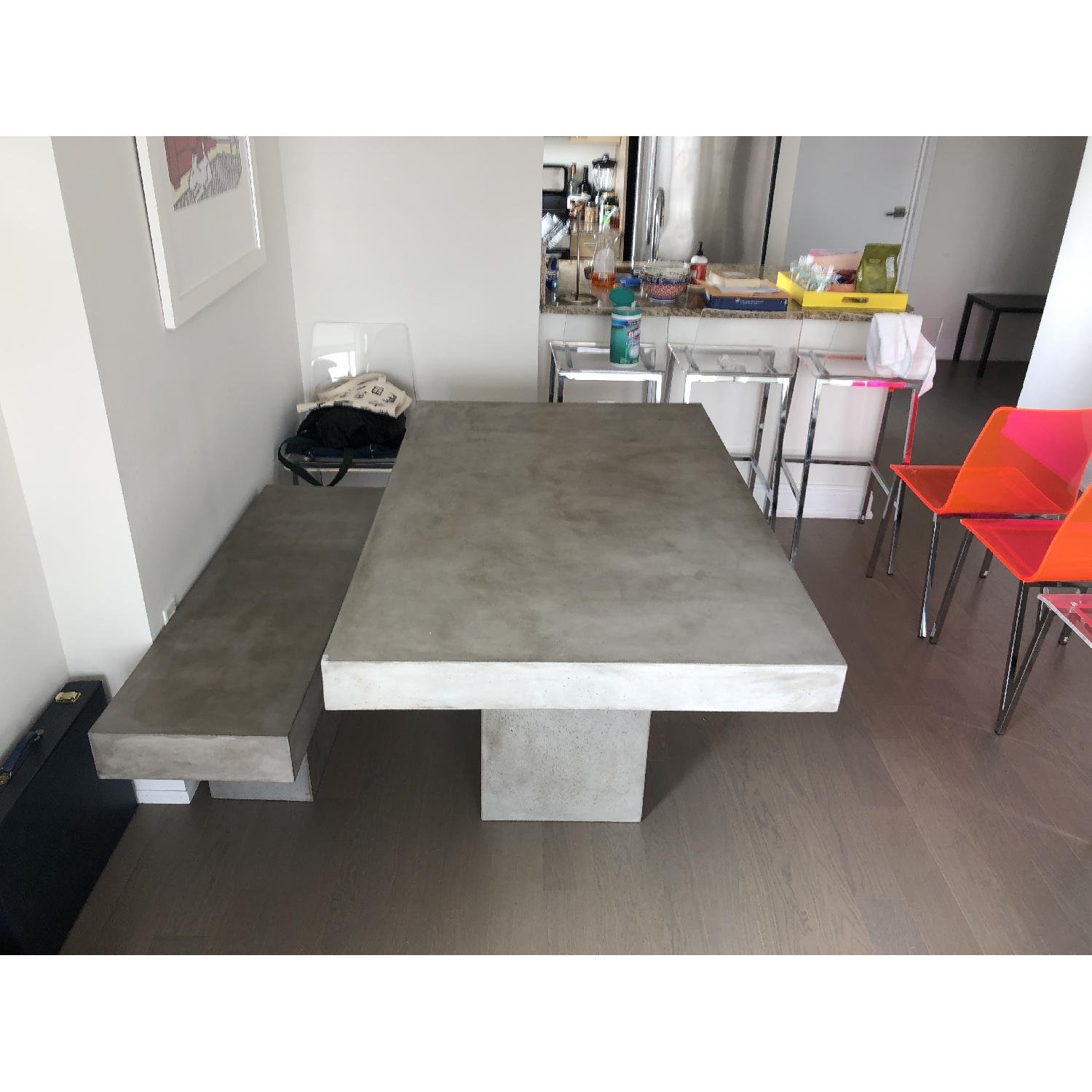 CB2 Fuze Grey Dining Table w/ 1 Bench - image-1