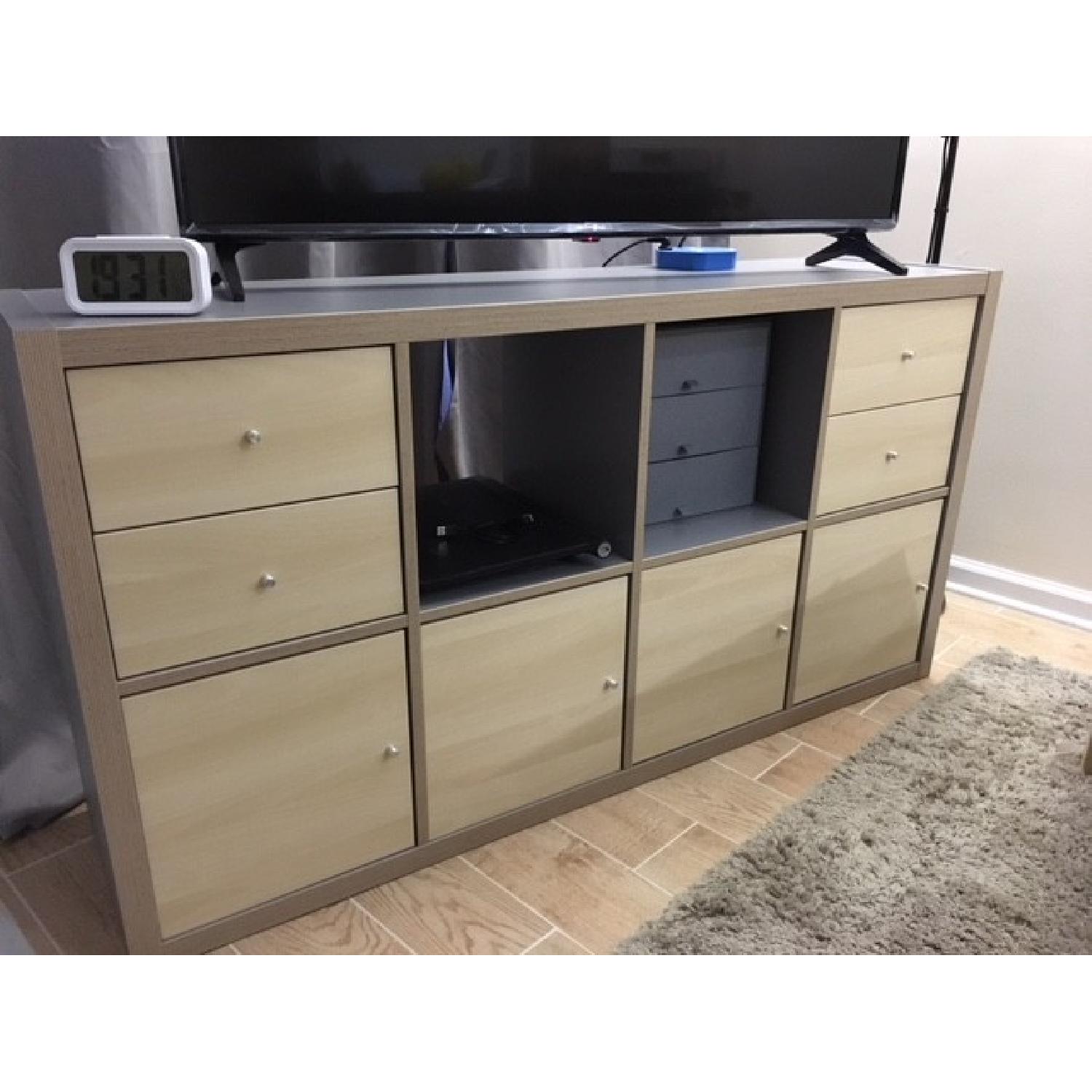 Ikea Kallax Light Grey & Birch Effect Shelf Unit AptDeco