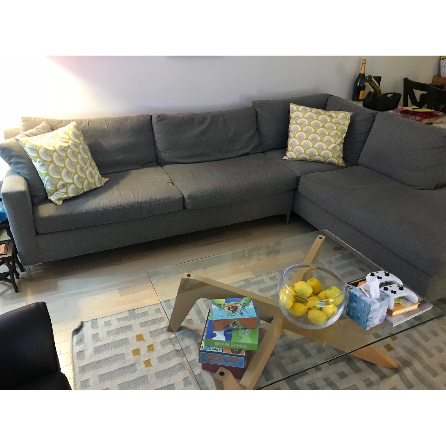 Raymour & Flanigan 2-Piece Grey Sectional Sofa - image-1