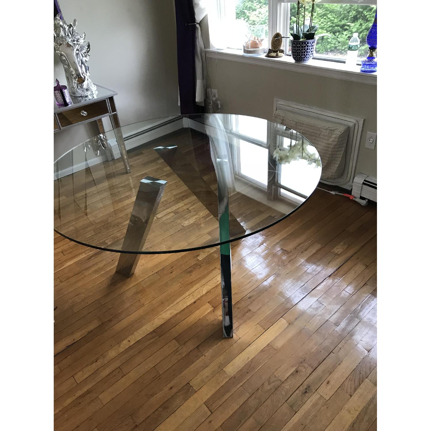 Modern Round Glass Dining Table w/ 4 Chairs - image-1