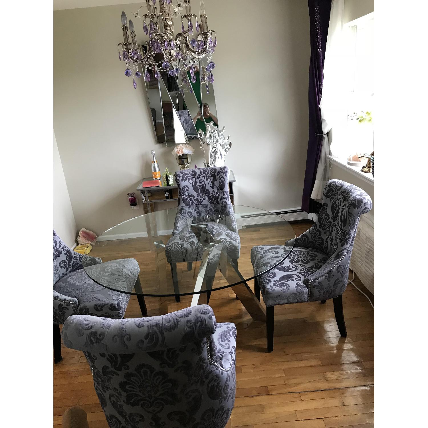 Modern Round Glass Dining Table w/ 4 Chairs - image-4