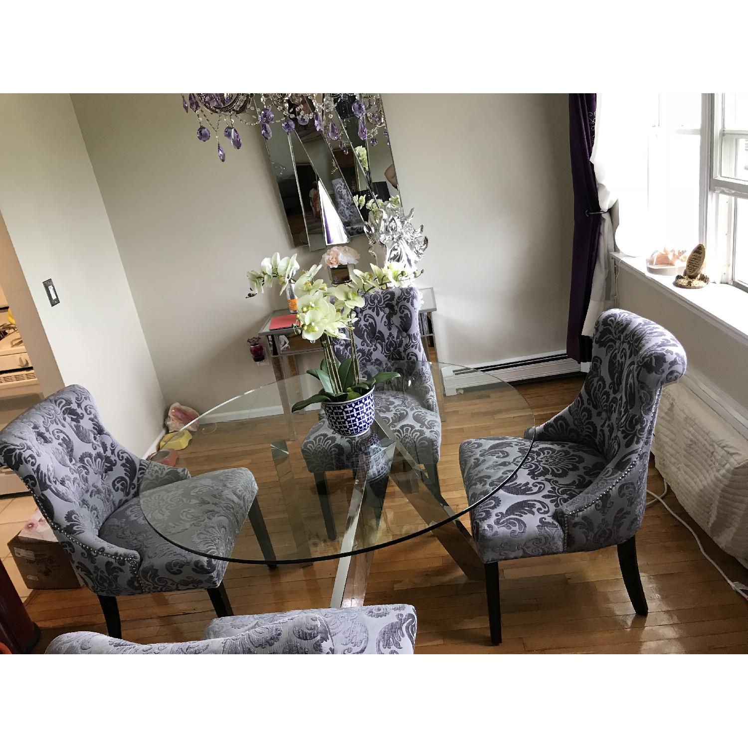 Modern Round Glass Dining Table w/ 4 Chairs - image-7
