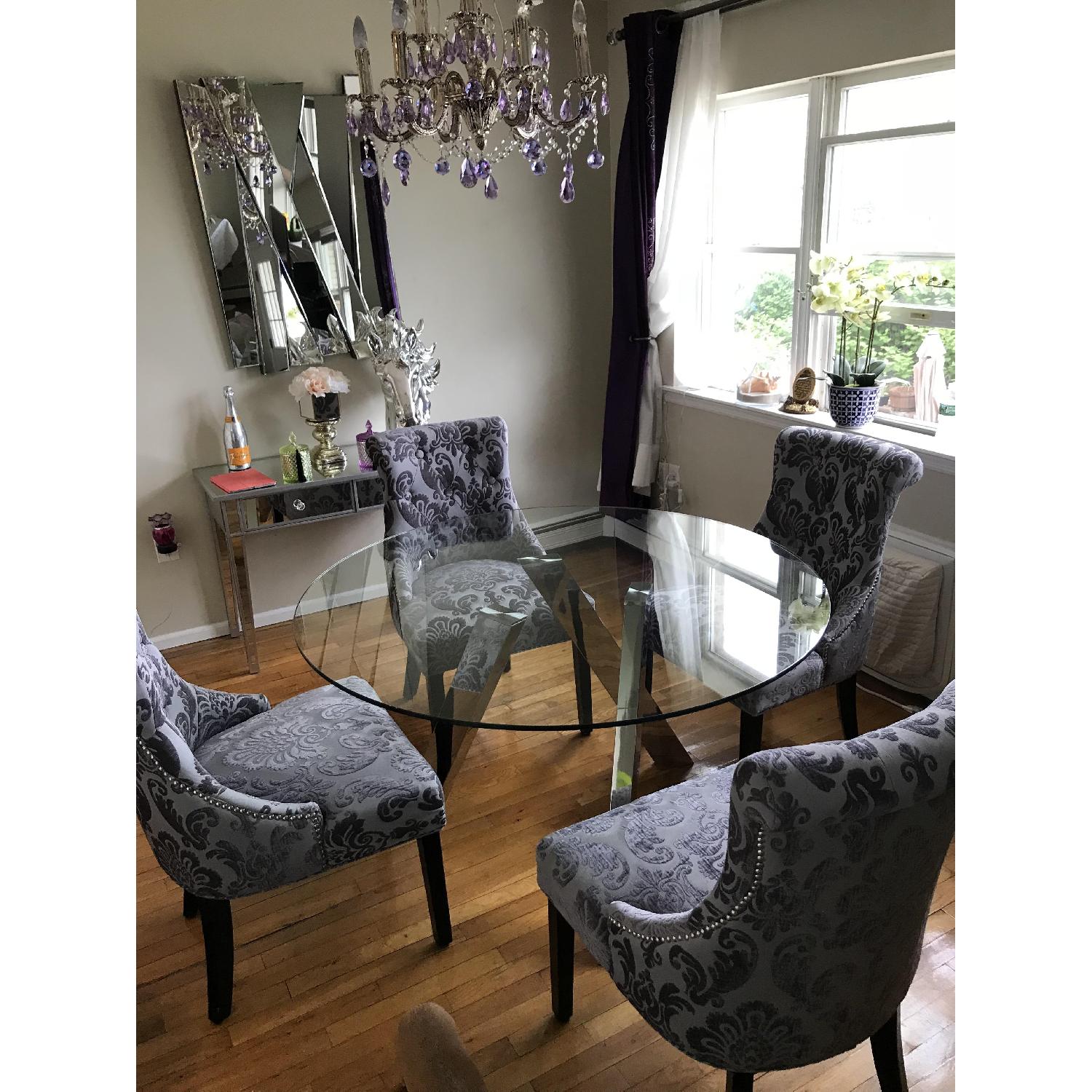 Modern Round Glass Dining Table w/ 4 Chairs - image-8