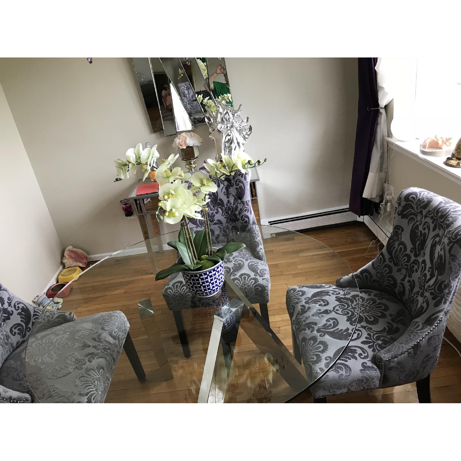 Modern Round Glass Dining Table w/ 4 Chairs - image-9