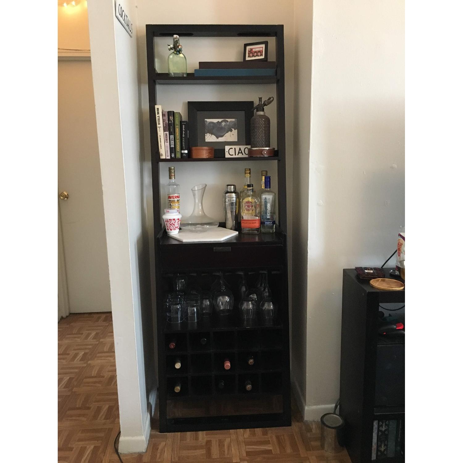 Crate & Barrel Sloane Espresso Leaning Wine Bar AptDeco