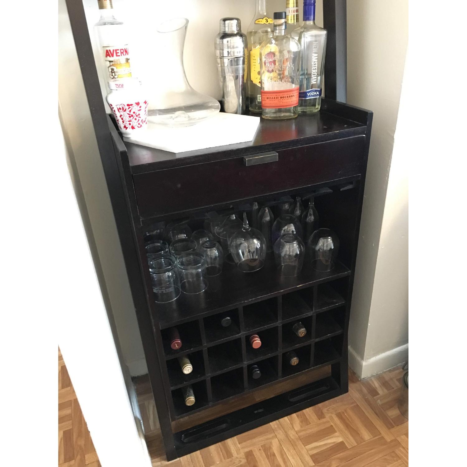 Crate & Barrel Sloane Espresso Leaning Wine Bar - image-2