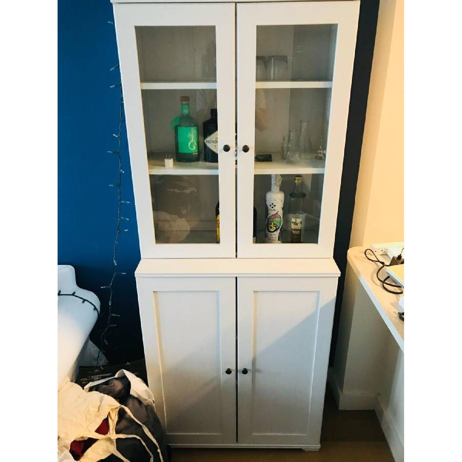 Ikea Tall White Cabinet w/ Glass Doors - image-1