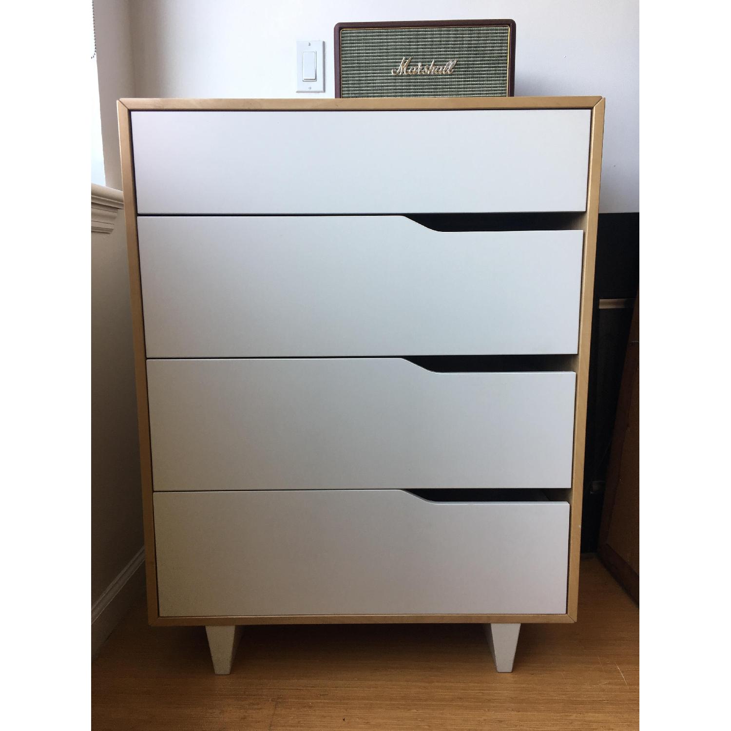 Ikea Mid Century Wood White 4Drawer Dresser AptDeco