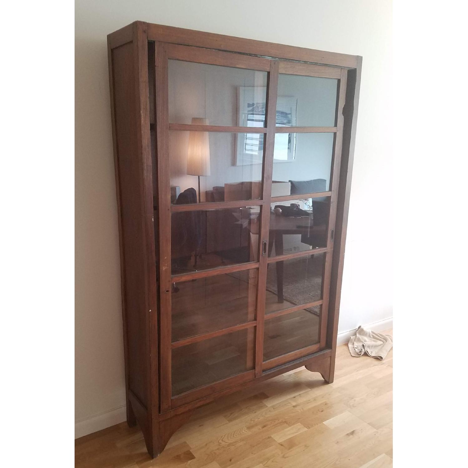 Antique Asian Glass Door Bookcase - image-1