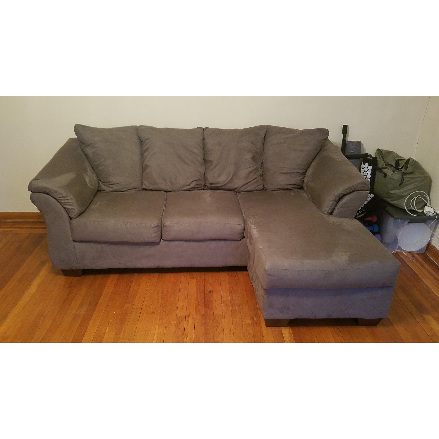 Ashley Darcy Cobblestone Grey Chaise Sectional Sofa - image-1