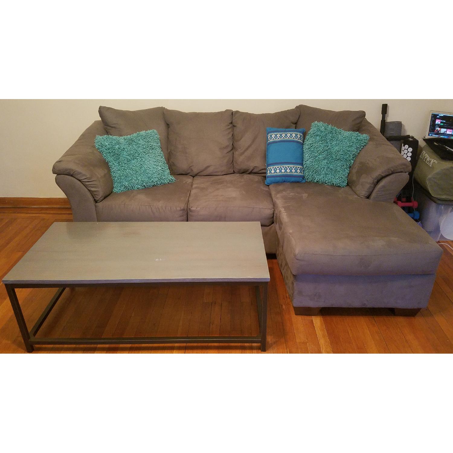 Ashley Darcy Cobblestone Grey Chaise Sectional Sofa - image-2
