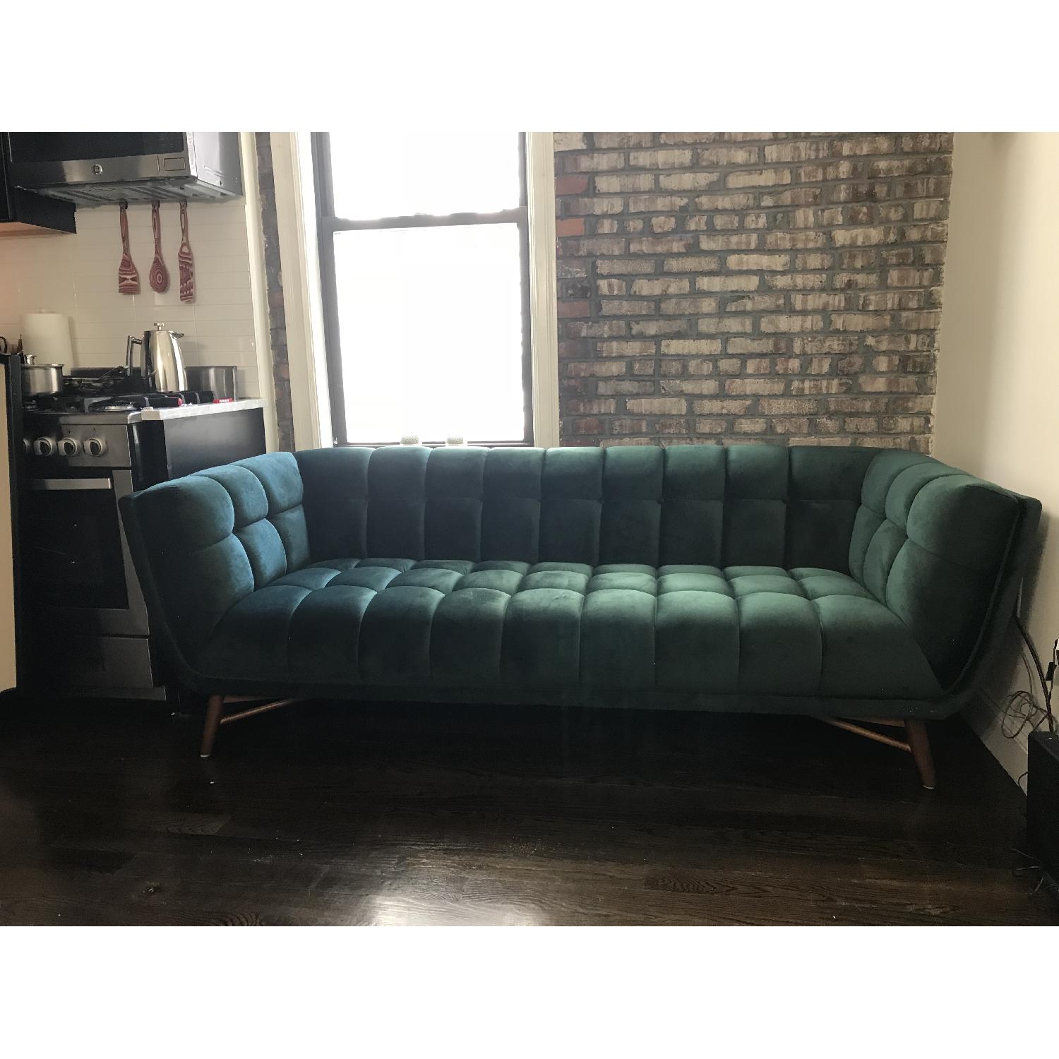 Edloe Finch Tribeca Emerald Green Velvet Sofa - AptDeco