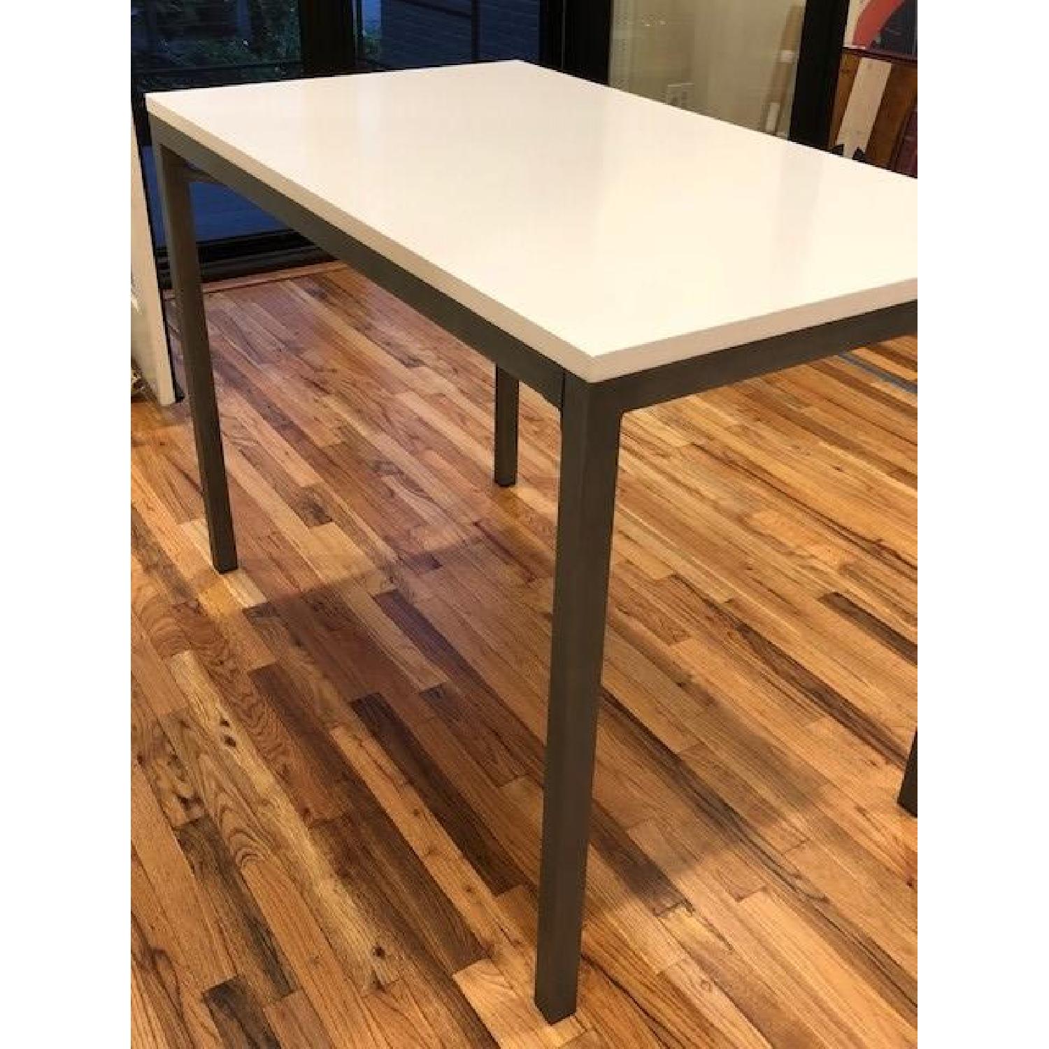 Crate and Barrel Parsons White High Top Table w/ Zinc Base - image-3