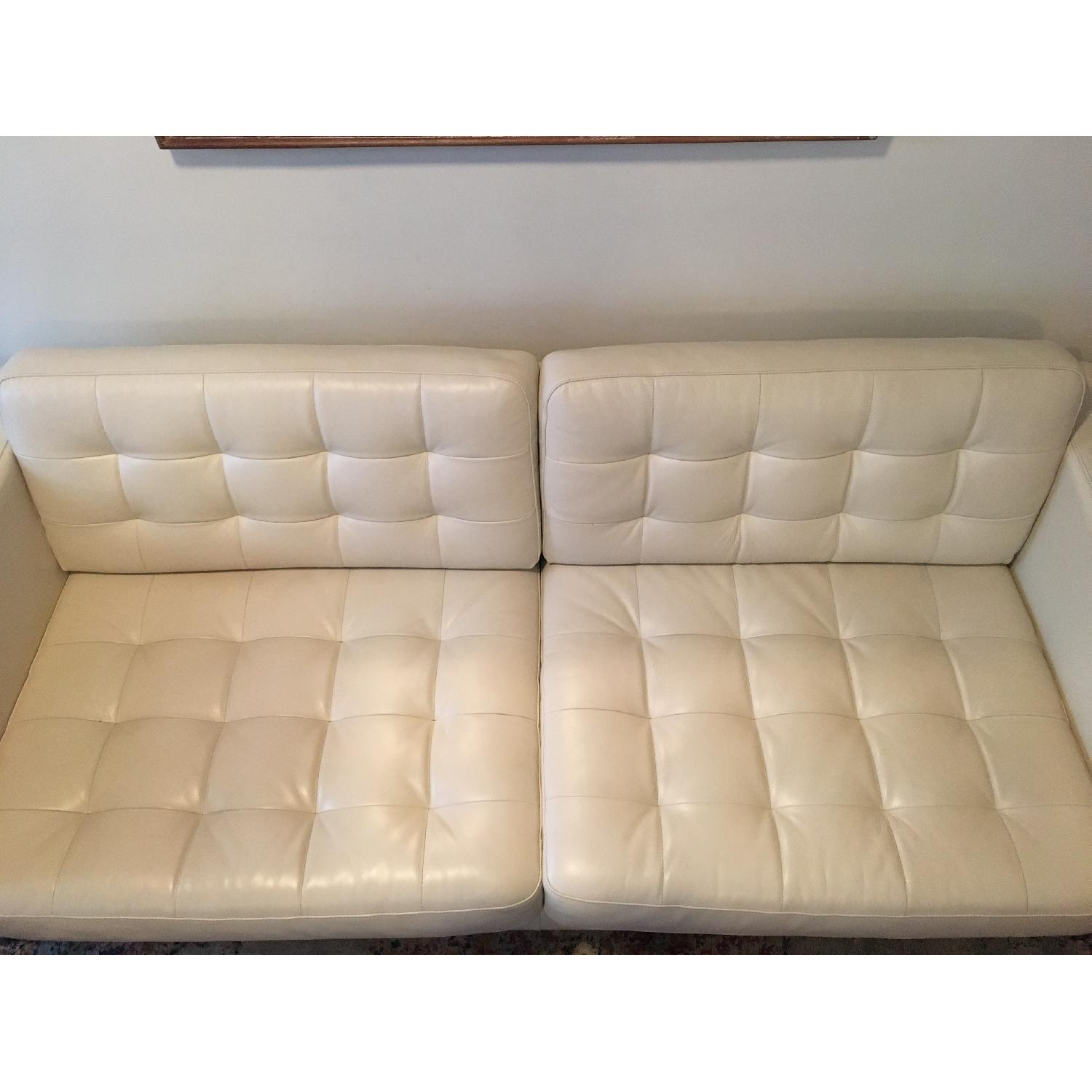 Ikea Landskrona White Leather Sofa - image-3