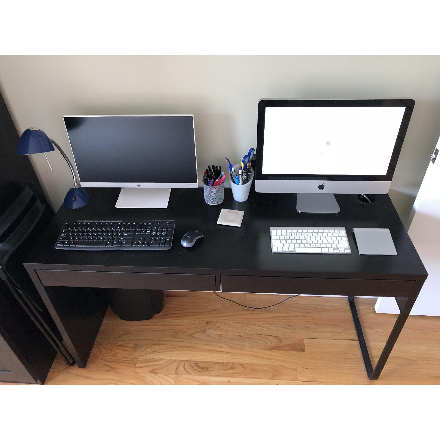 Ikea Micke Black Brown 2 Drawer Desk - image-1