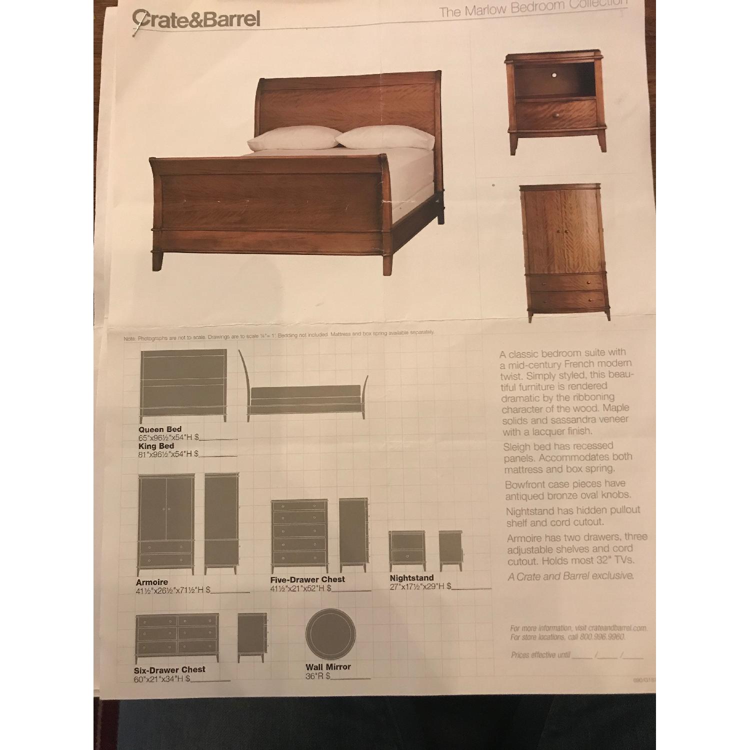 Crate & Barrel Maple Queen Sleigh Bed - image-4