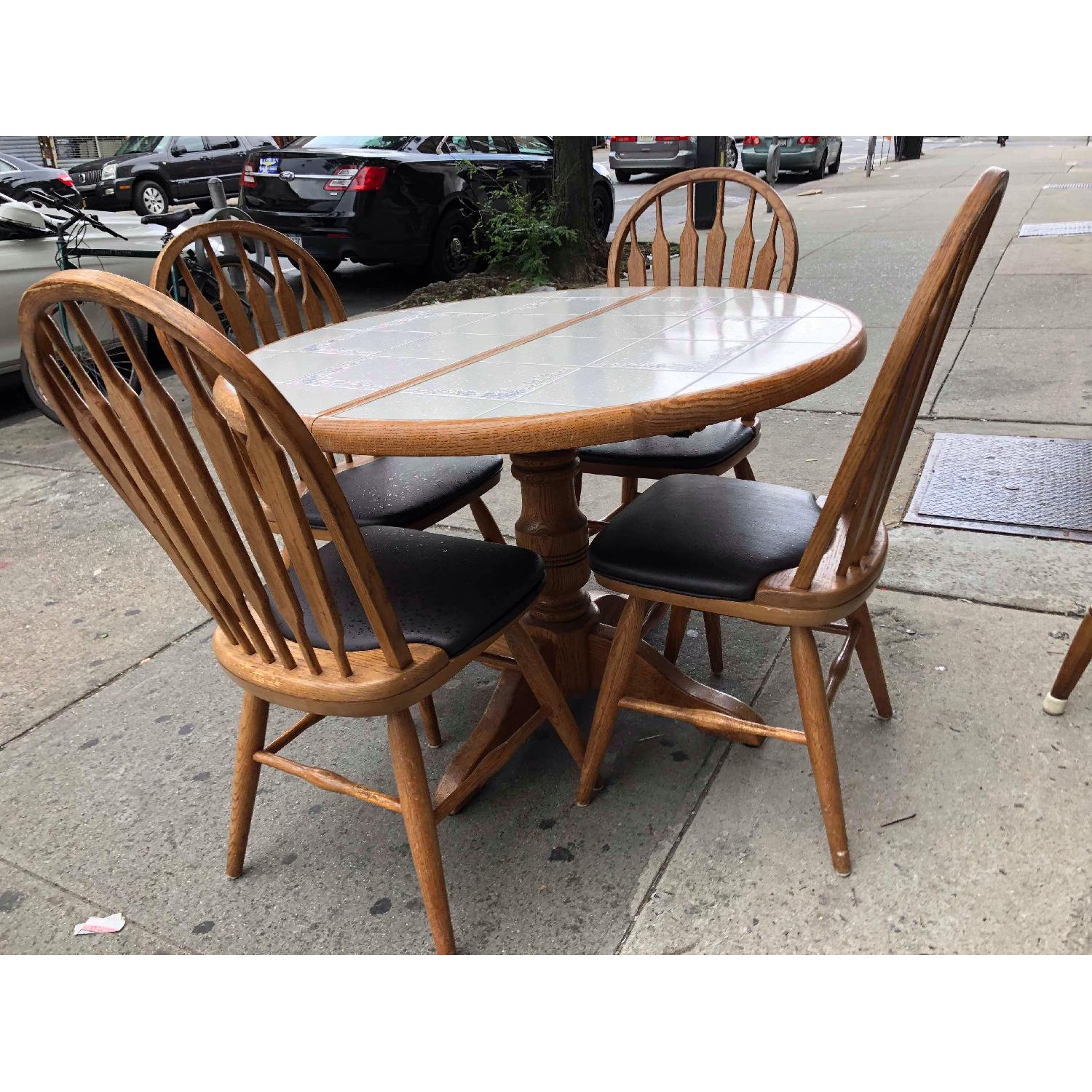 Vintage Tile Top Extendable Kitchen Table w/ 4 Chairs - image-1