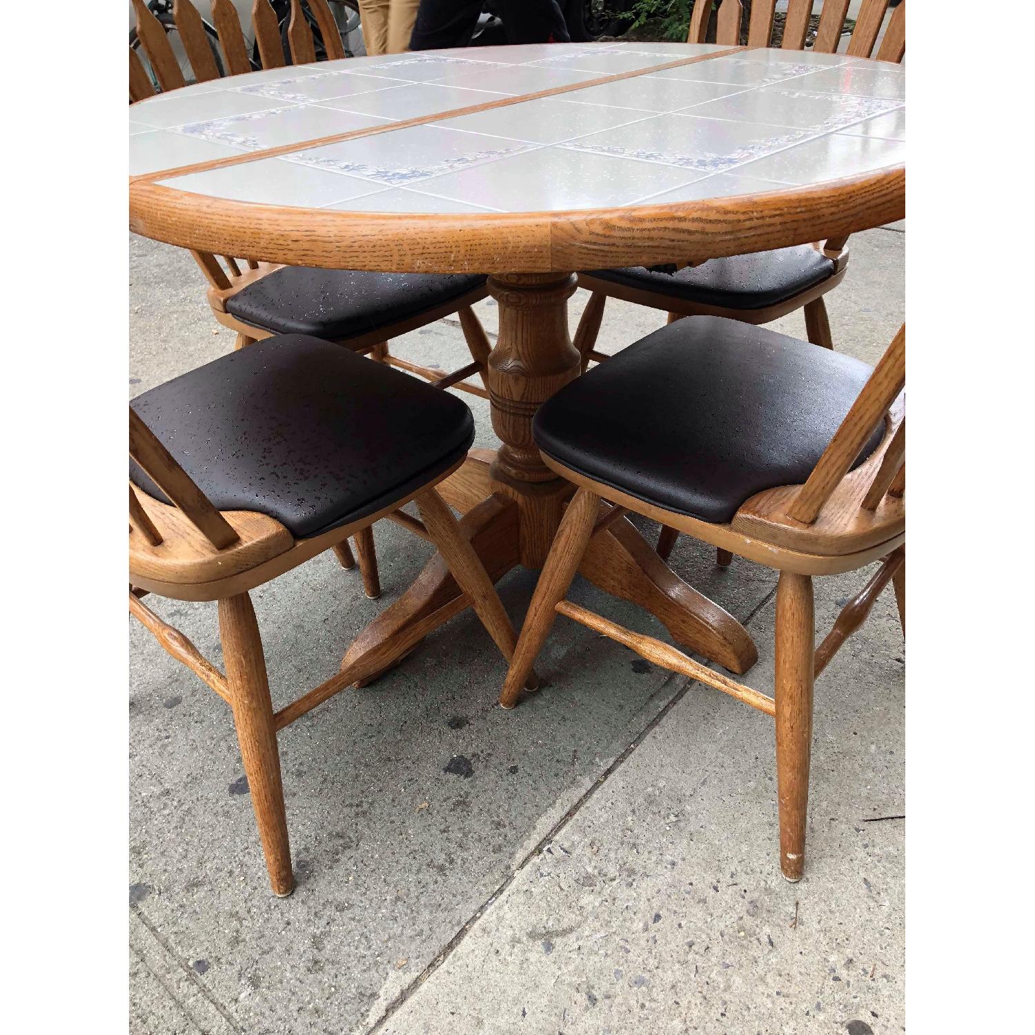 Vintage Tile Top Extendable Kitchen Table w/ 4 Chairs - image-3