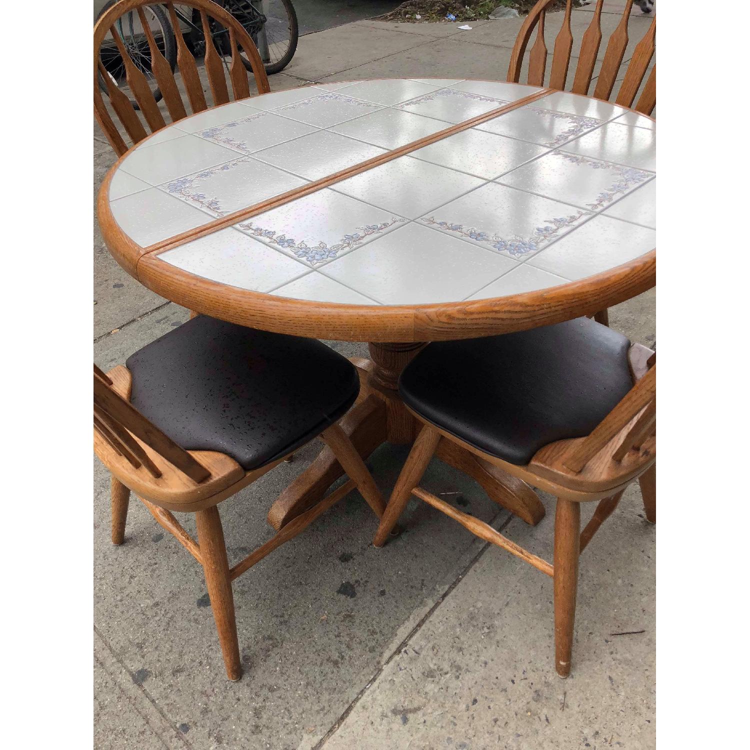 Vintage Tile Top Extendable Kitchen Table w/ 4 Chairs - image-4