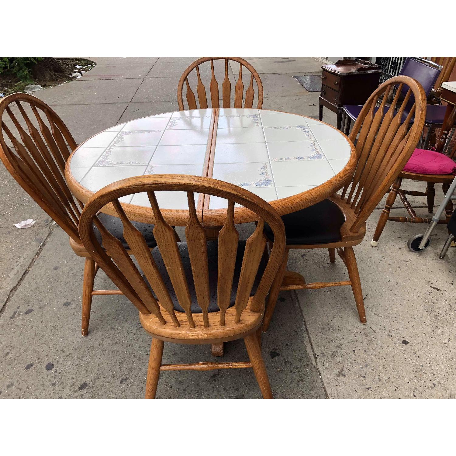 Vintage Tile Top Extendable Kitchen Table w/ 4 Chairs - image-6