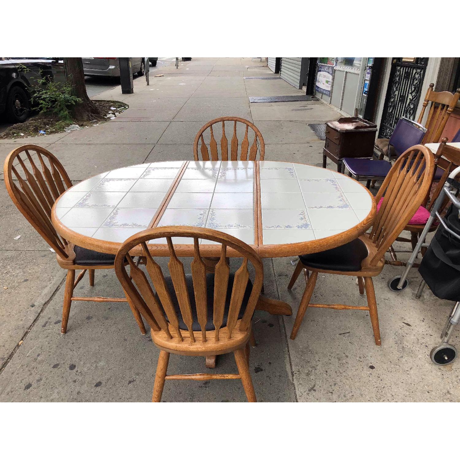 Vintage Tile Top Extendable Kitchen Table w/ 4 Chairs - image-7