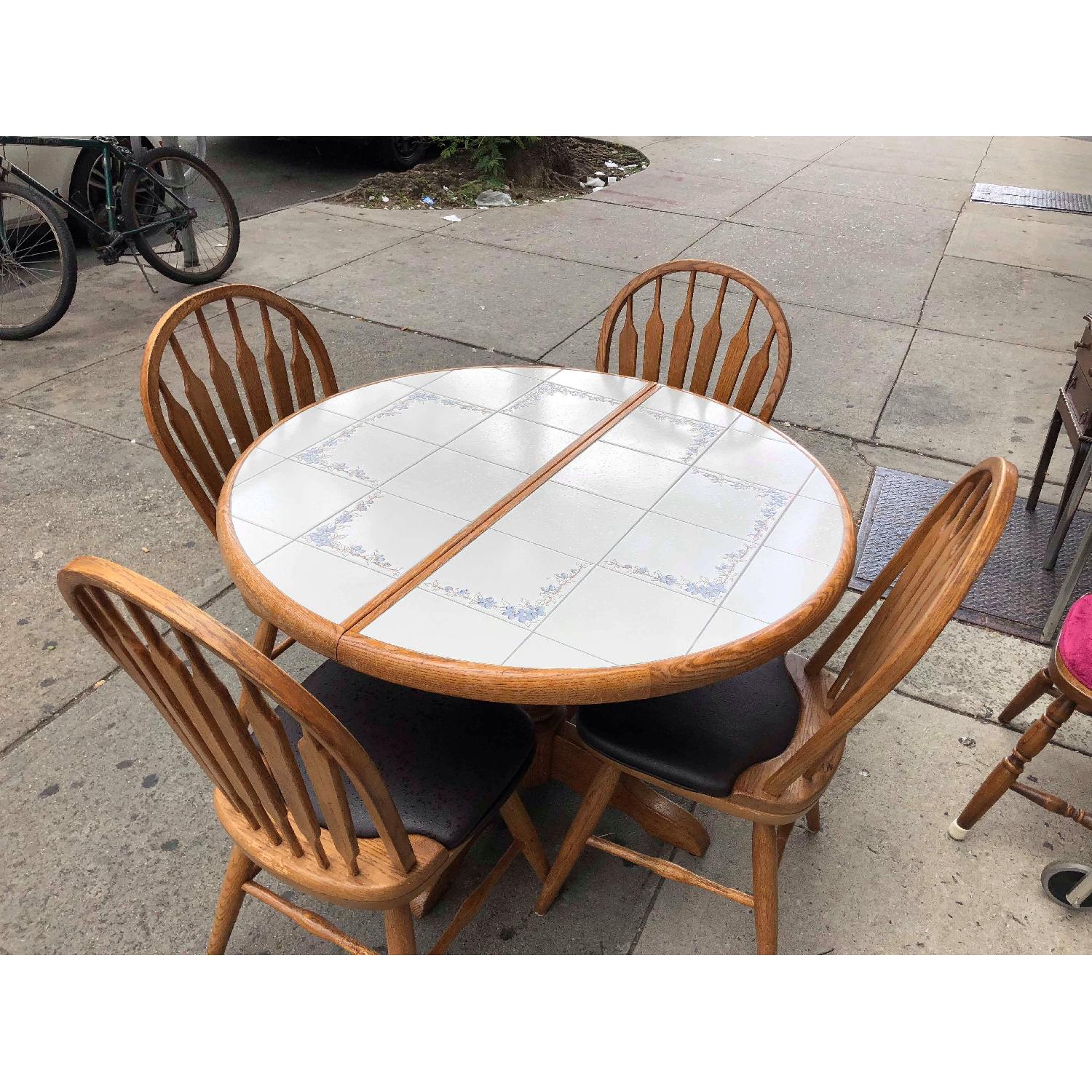 Vintage Tile Top Extendable Kitchen Table w/ 4 Chairs - image-8