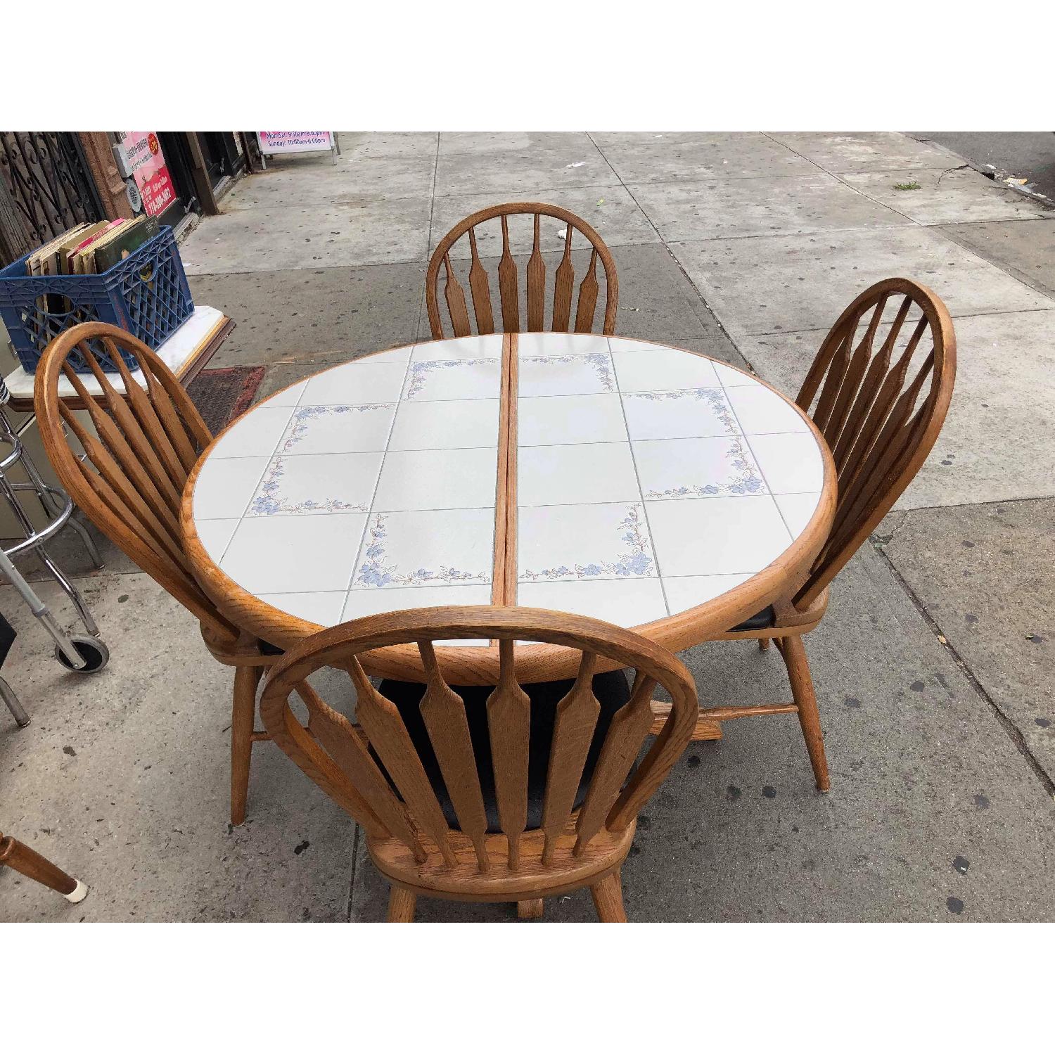Vintage Tile Top Extendable Kitchen Table w/ 4 Chairs - image-9
