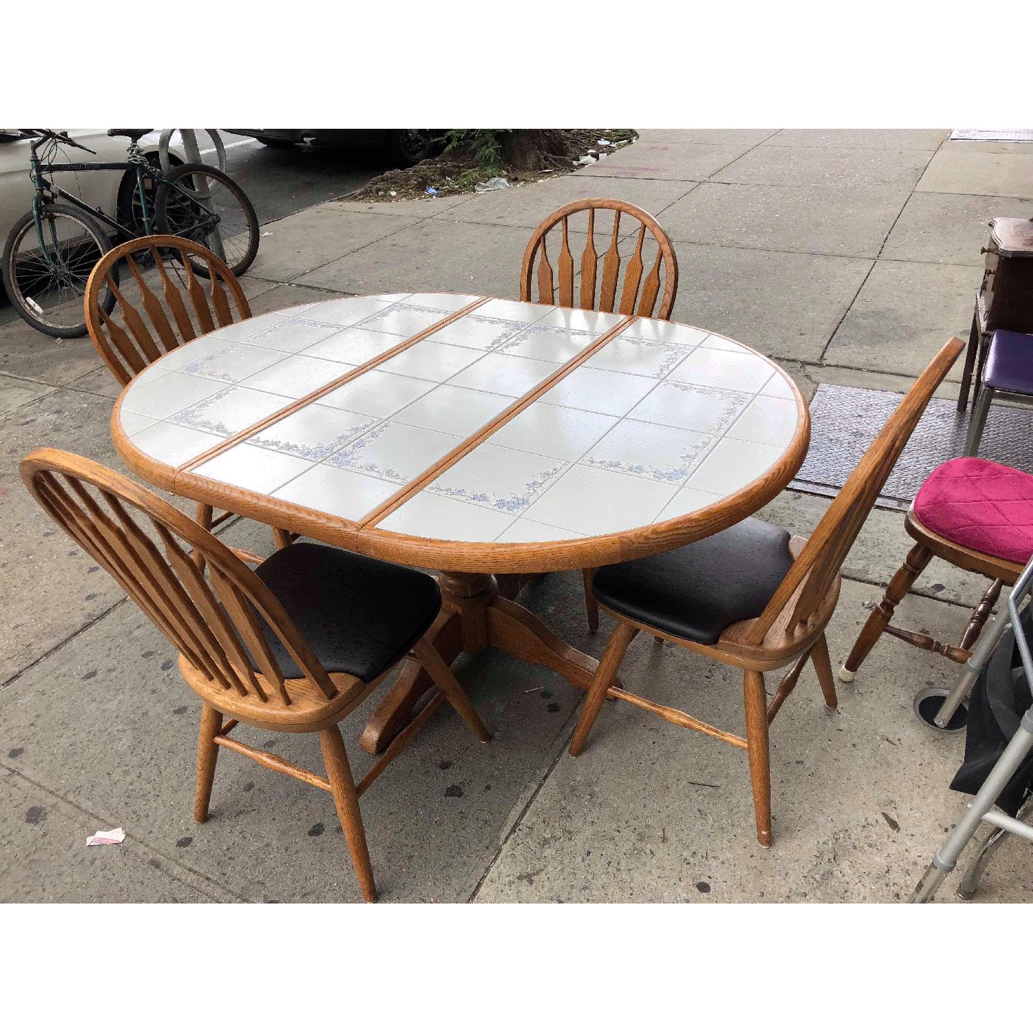 Vintage Tile Top Extendable Kitchen Table w/ 4 Chairs - image-10