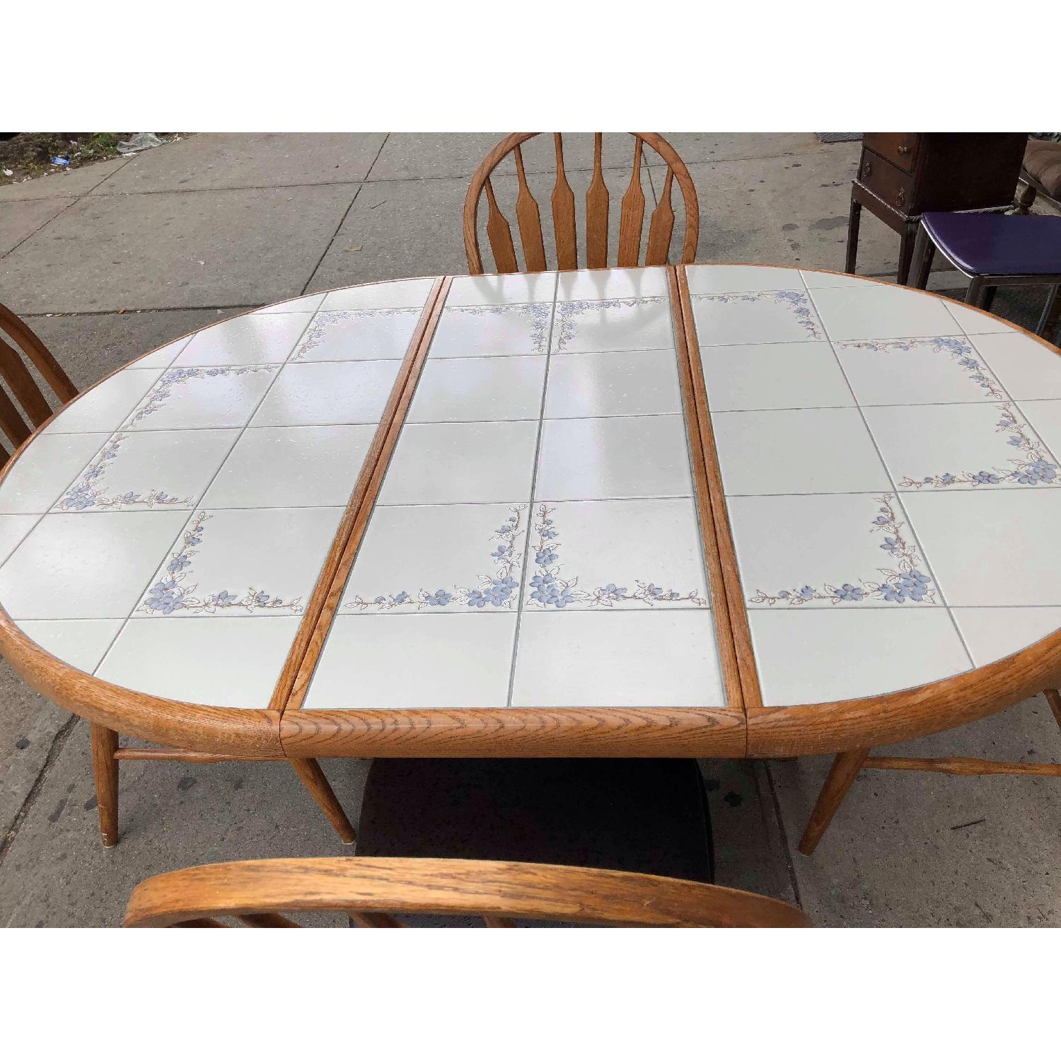 Vintage Tile Top Extendable Kitchen Table w/ 4 Chairs - image-11