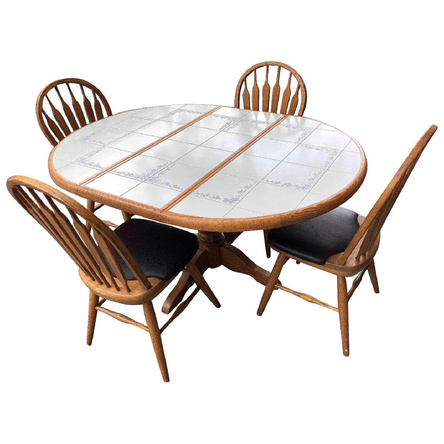 Vintage Tile Top Extendable Kitchen Table w/ 4 Chairs AptDeco