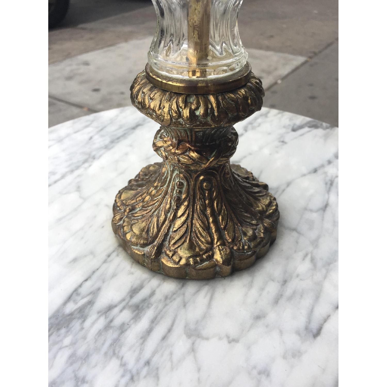 Vintage Brass & Cristal Floor Lamp w/ Marble Table - image-6