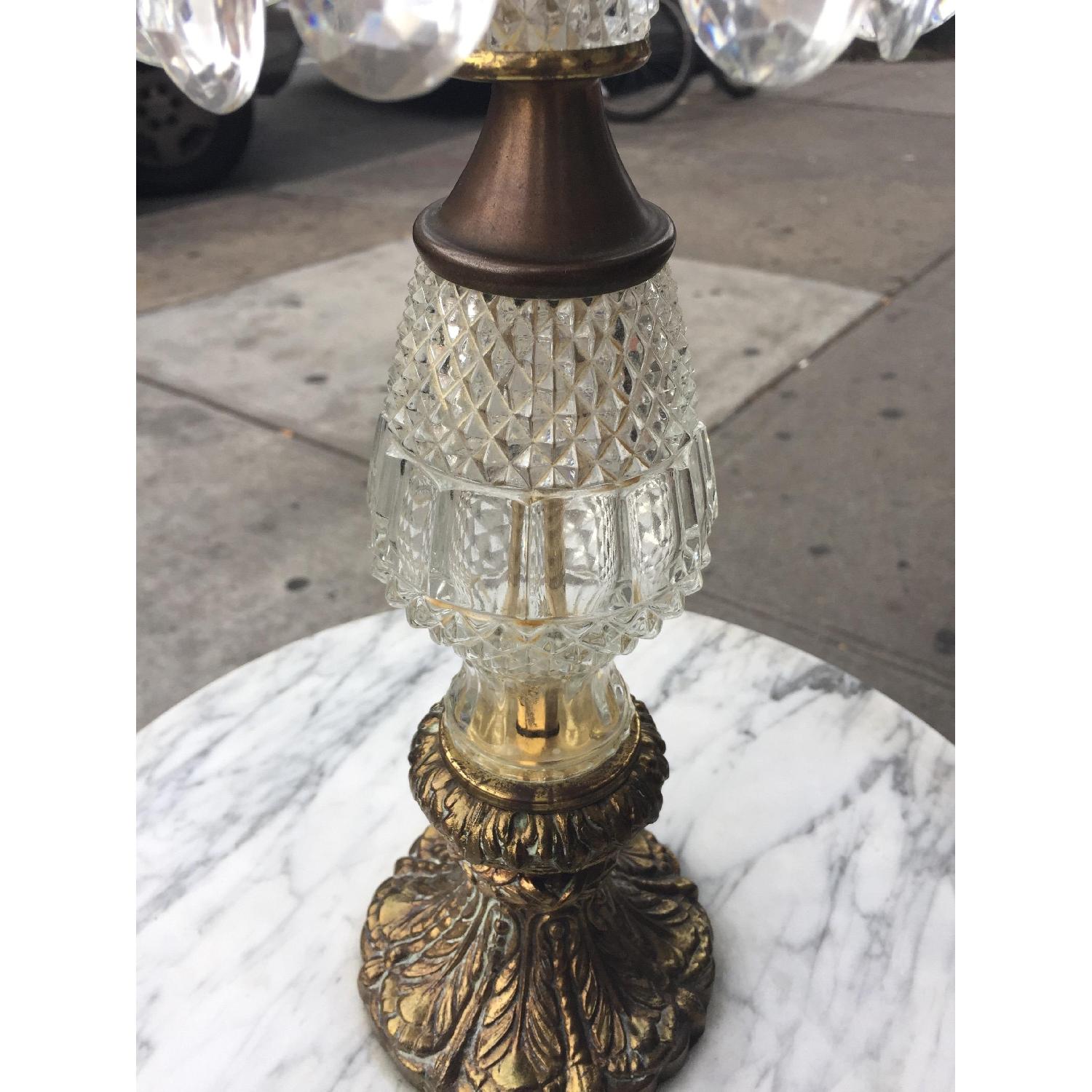 Vintage Brass & Cristal Floor Lamp w/ Marble Table - image-8