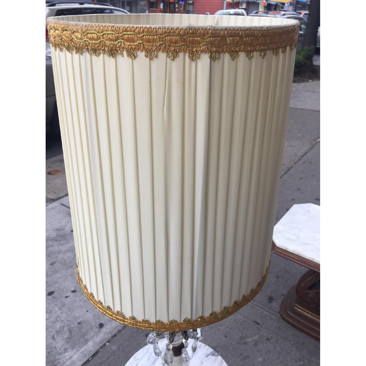 Vintage Brass & Cristal Floor Lamp w/ Marble Table - image-10
