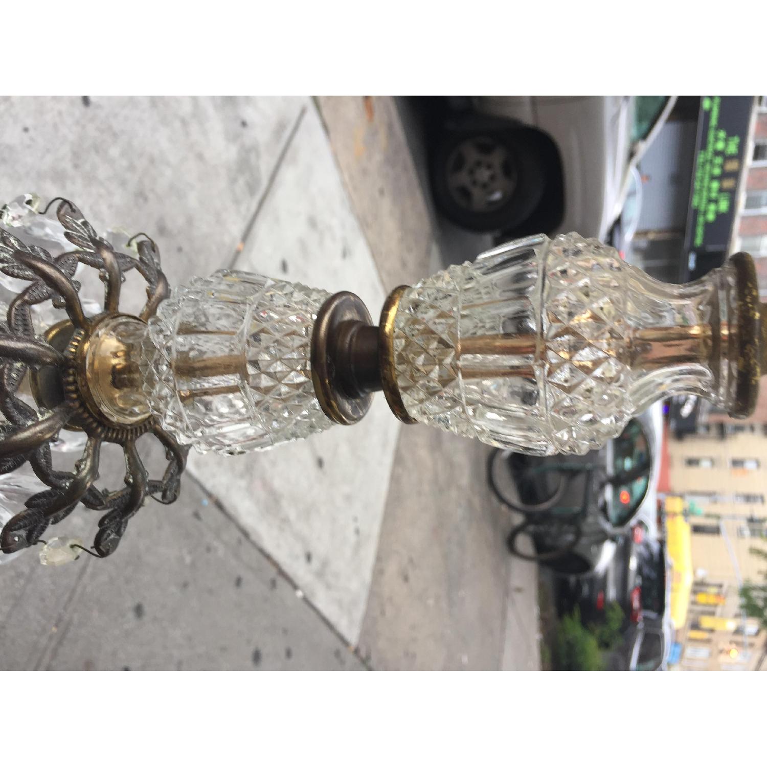 Vintage Brass & Cristal Floor Lamp w/ Marble Table - image-11