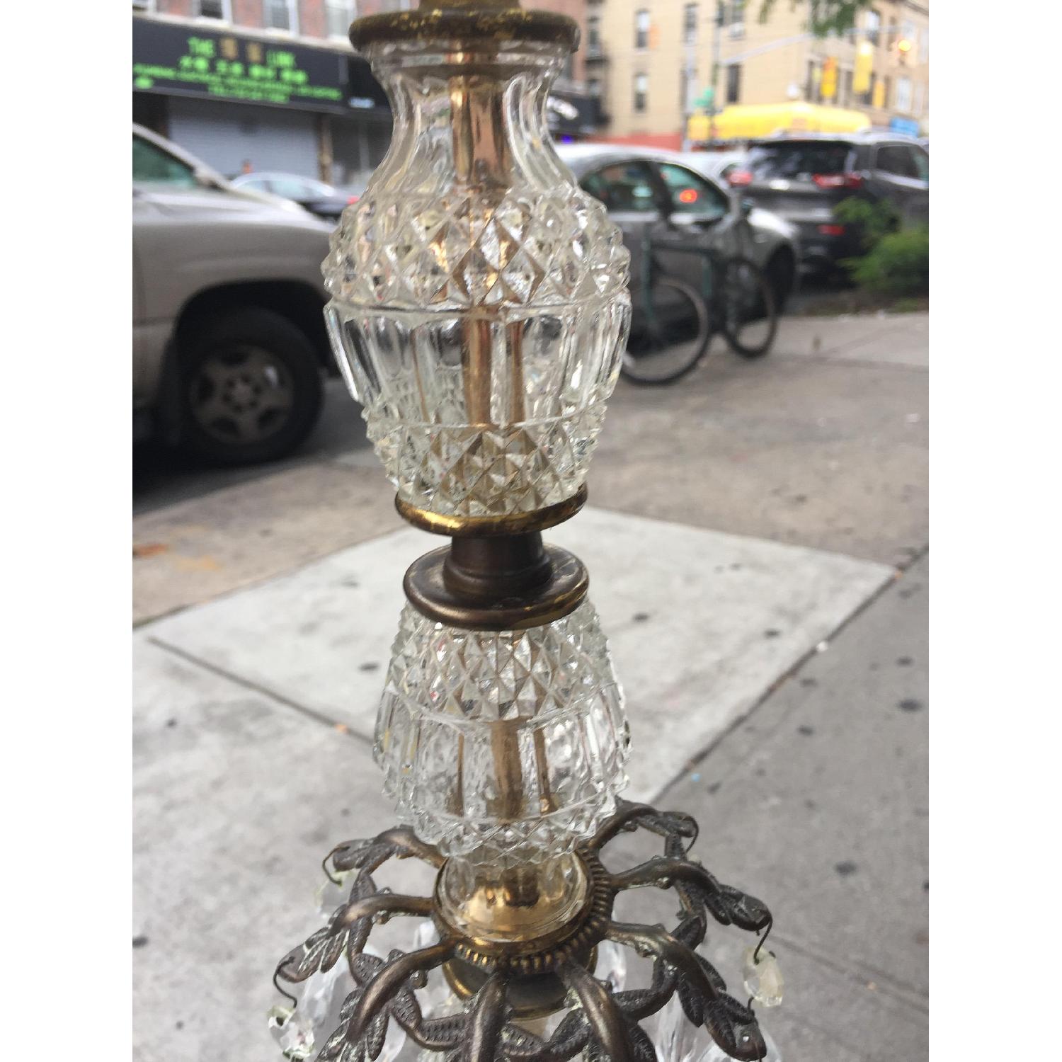 Vintage Brass & Cristal Floor Lamp w/ Marble Table - image-12