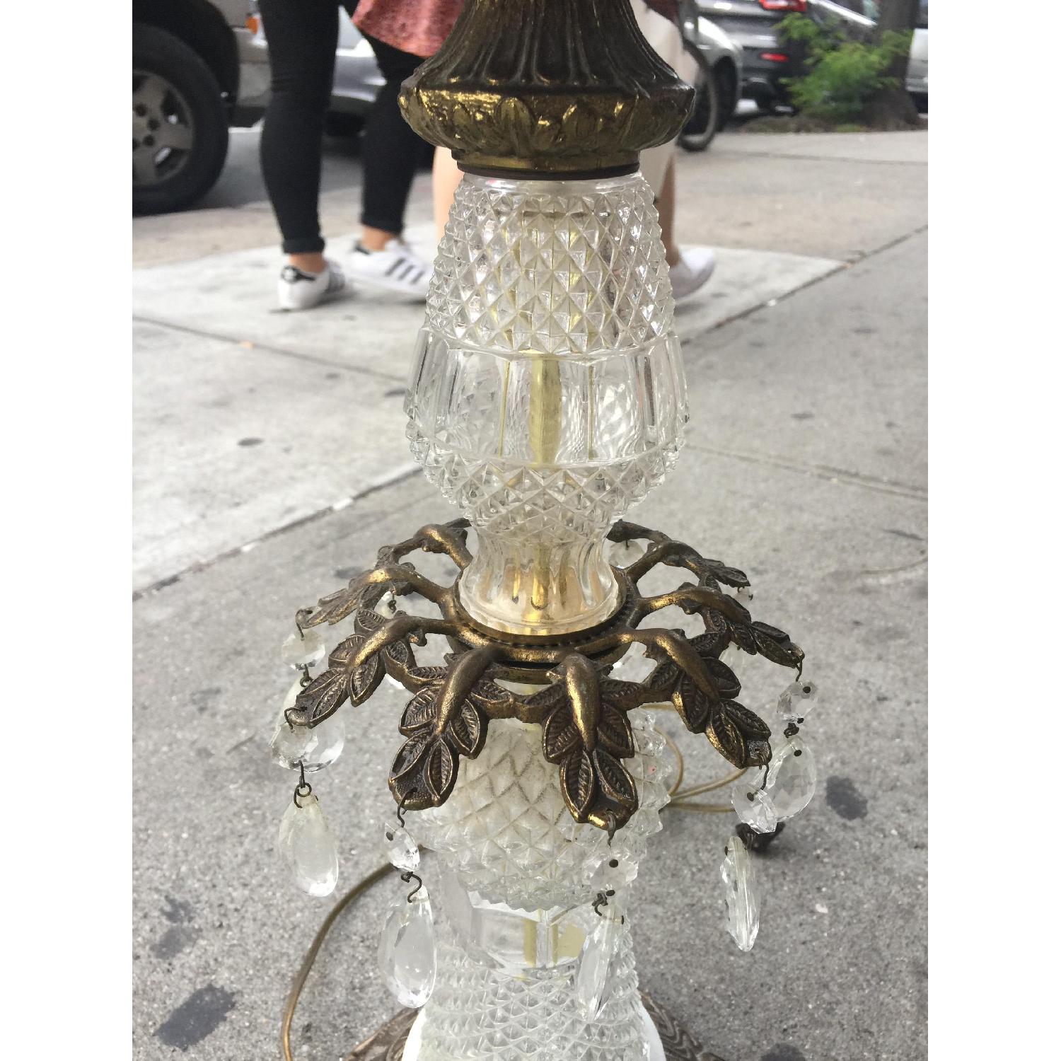 Vintage Brass & Cristal Floor Lamp w/ Marble Table - image-13