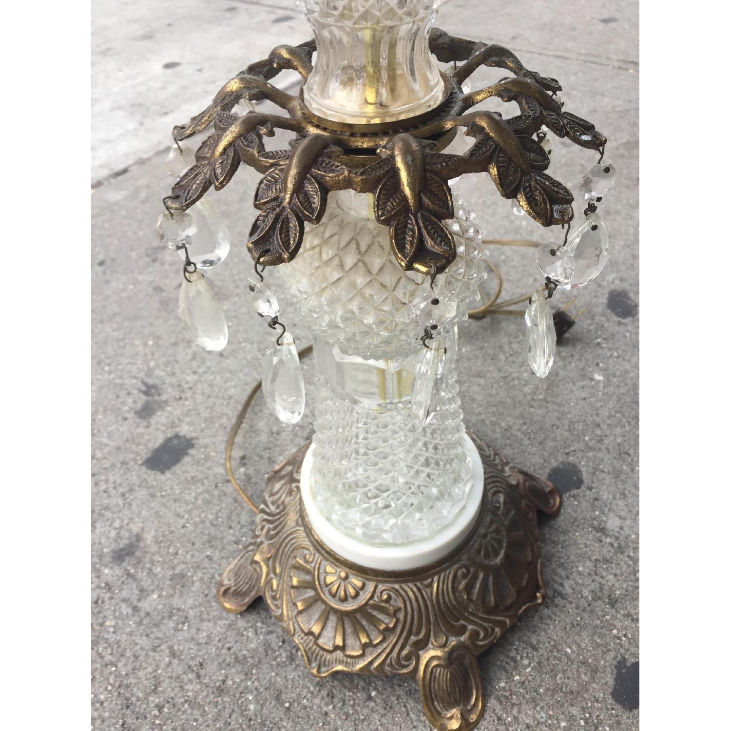 Vintage Brass & Cristal Floor Lamp w/ Marble Table - image-14