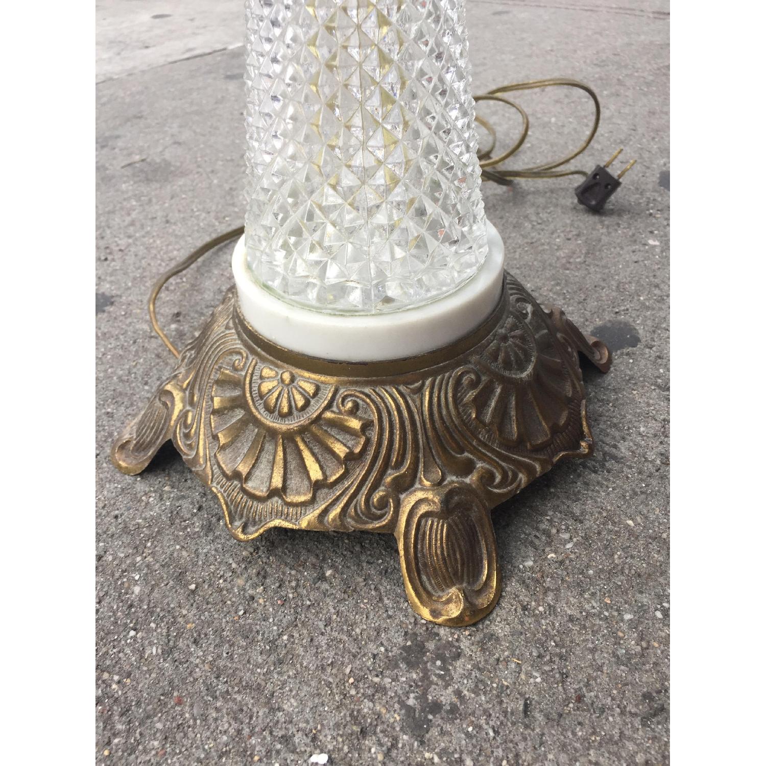 Vintage Brass & Cristal Floor Lamp w/ Marble Table - image-15