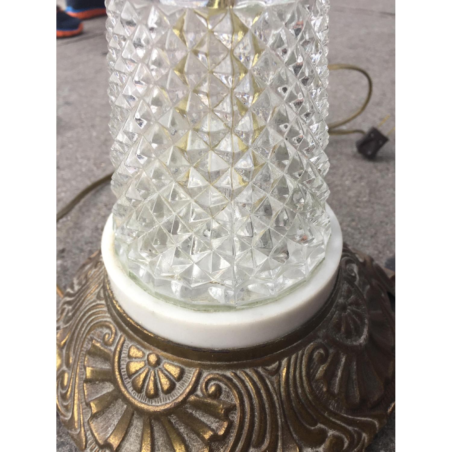 Vintage Brass & Cristal Floor Lamp w/ Marble Table - image-16