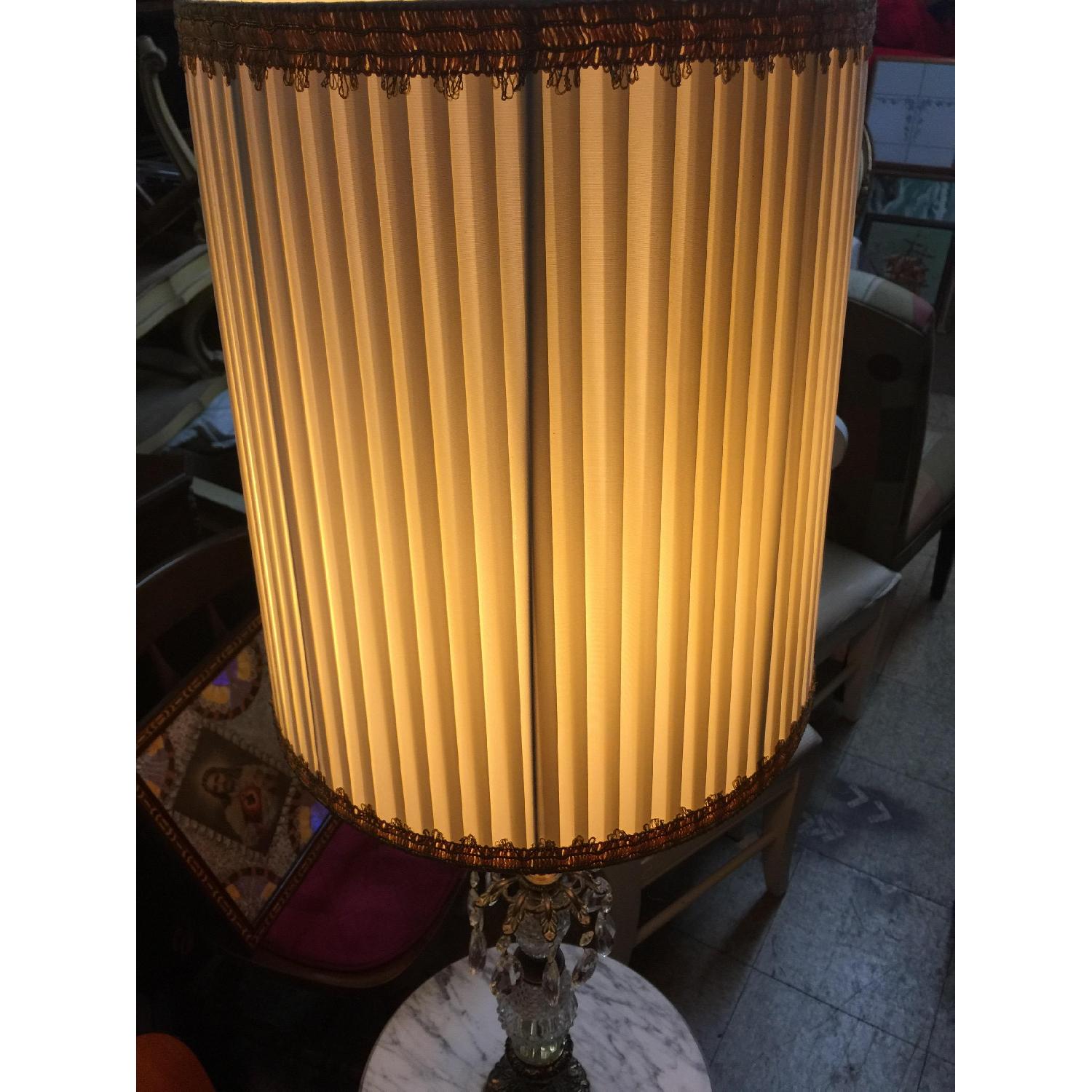 Vintage Brass & Cristal Floor Lamp w/ Marble Table - image-19