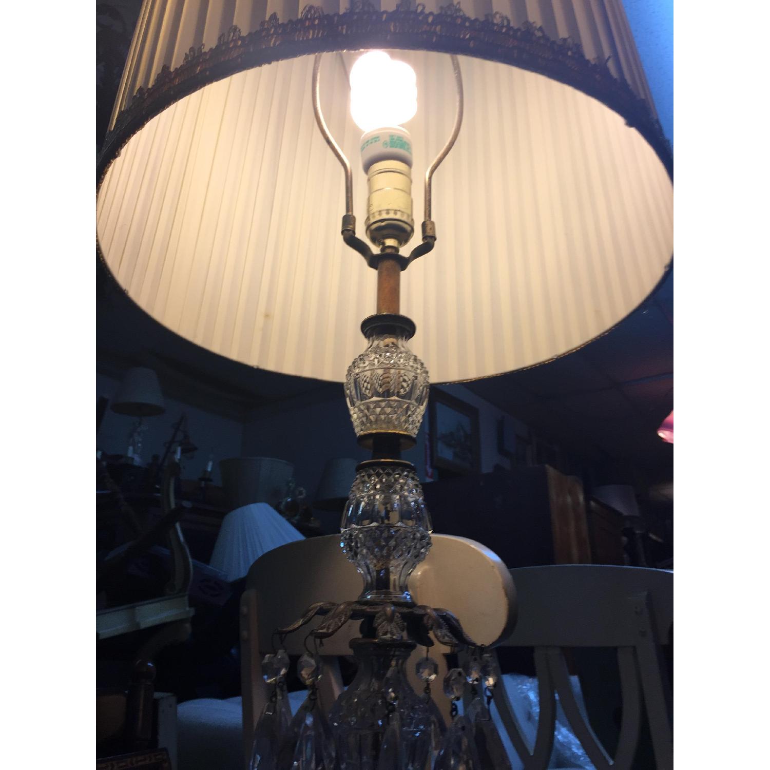 Vintage Brass & Cristal Floor Lamp w/ Marble Table - image-23